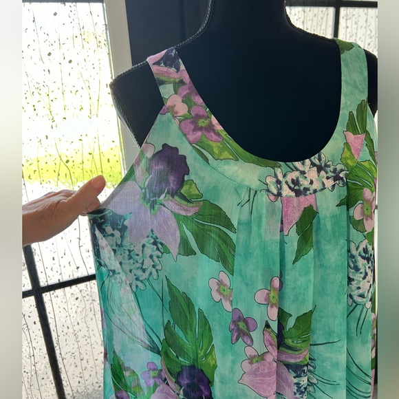 Teal Flowy sleeveless blouse by New Direction in XL - Picture 5 of 9